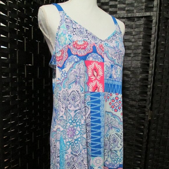 Linea Donatella Printed Sleeveless Chemise Blue BOHO Print NWT - Picture 6 of 10